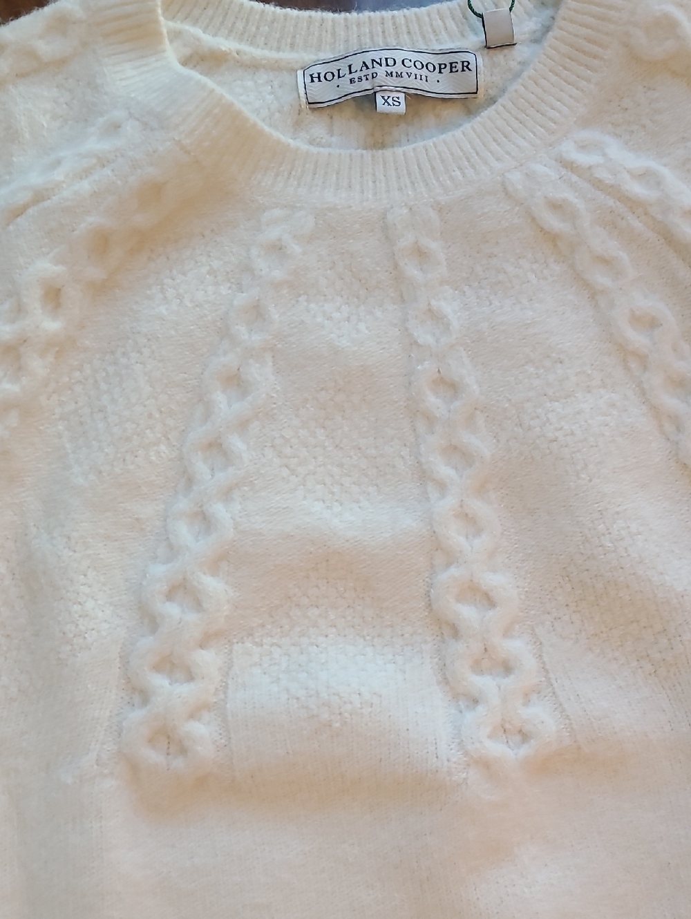 Holland Cooper Astoria Half Cable Knit Sweater In Oyster - Picture 6 of 11
